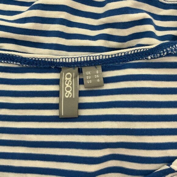 ASOS Blue and White striped long sleeve bodysuit size S - Picture 4 of 10